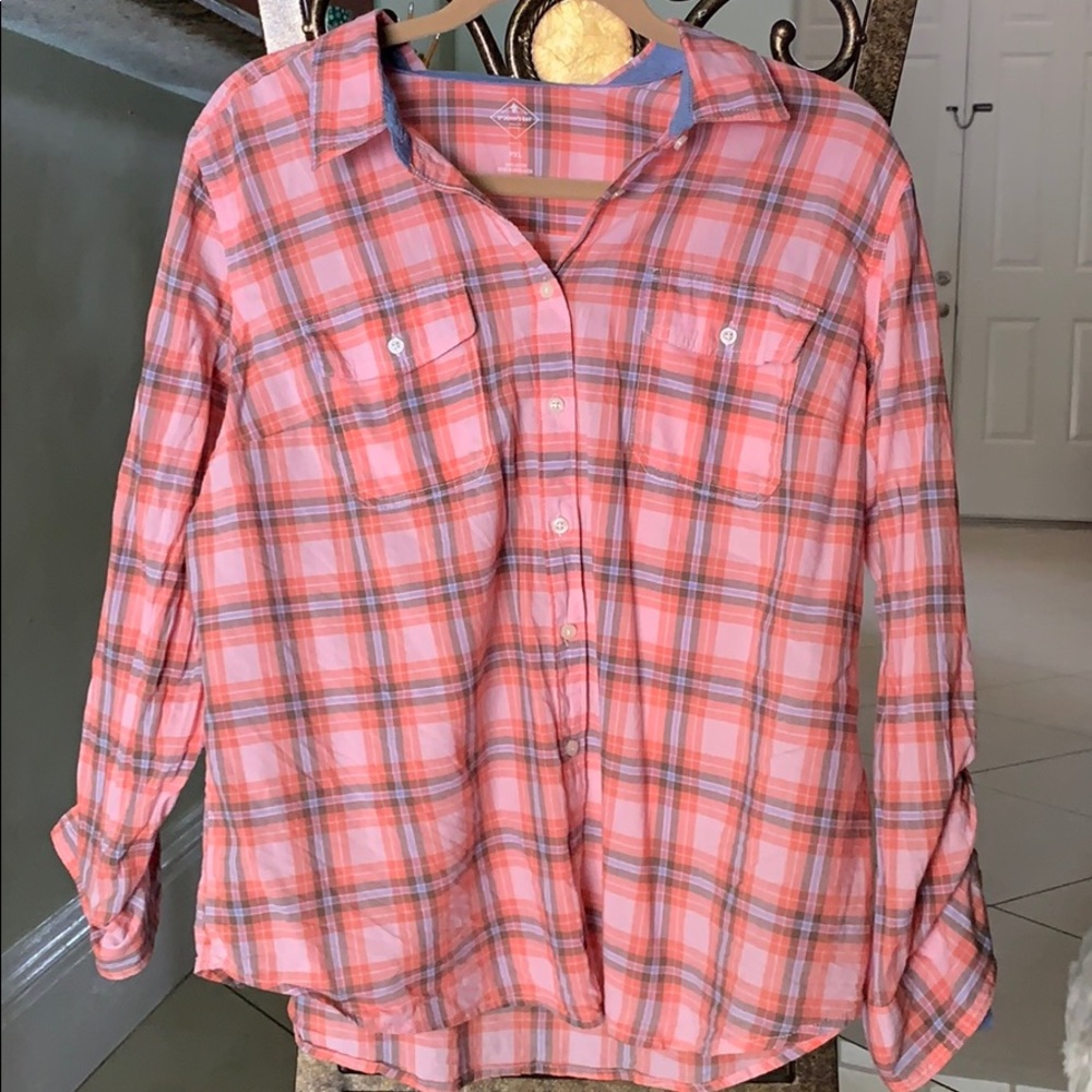Pink button-up shirt